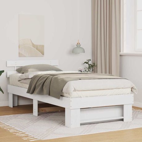 Vidaxl bedframe met hoofdeinde wit 80 x 200 cm massief grenenhout