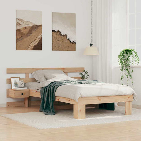 Vidaxl bedframe met hoofdeinde bruin 90 x 200 cm massief grenenhout