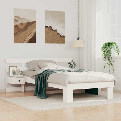 Vidaxl bedframe met hoofdeinde wit 90 x 200 cm massief grenenhout