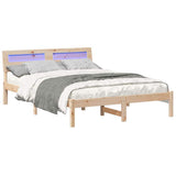 Vidaxl bedframe met hoofdeinde bruin 135 x 190 cm massief grenenhout