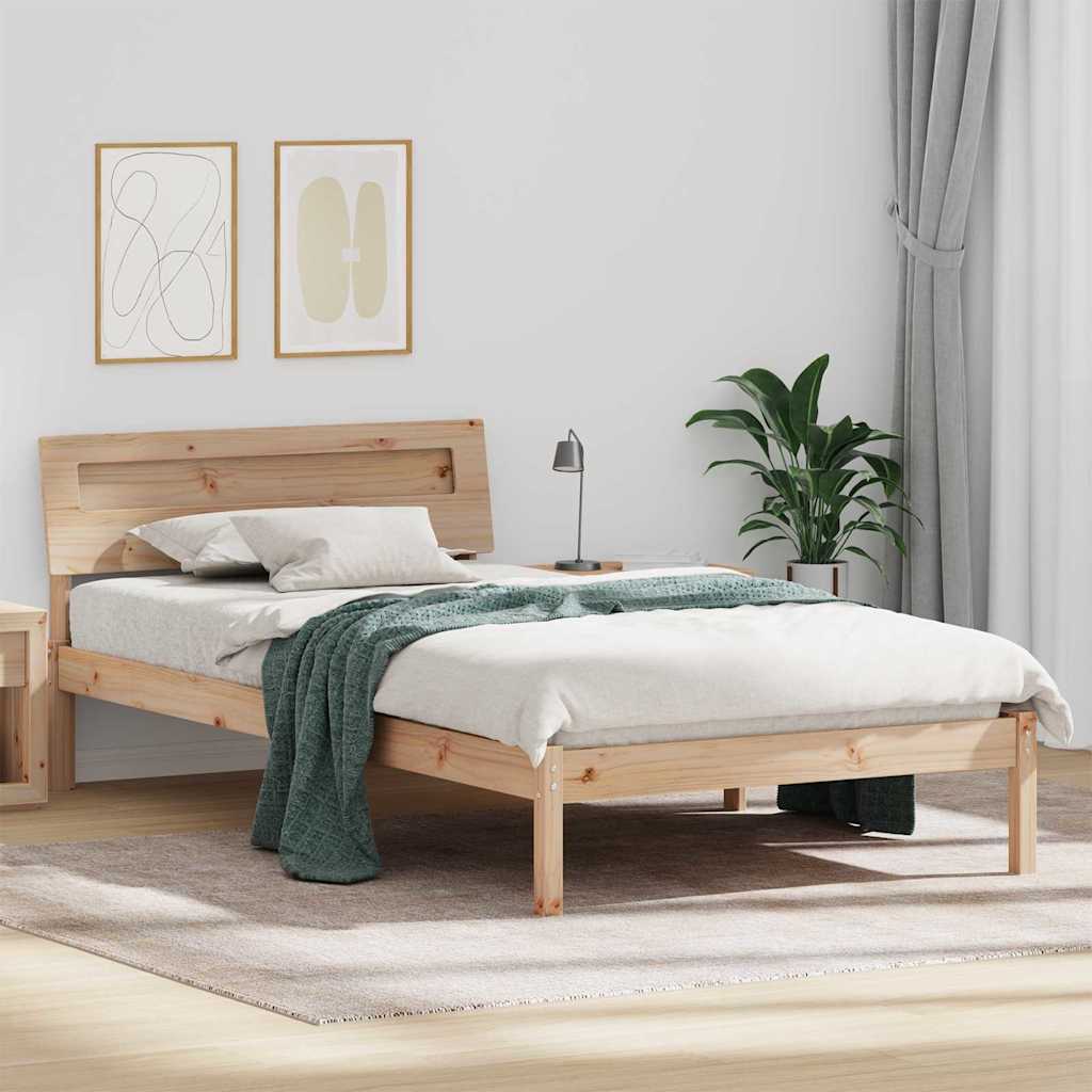 Vidaxl bedframe met hoofdeinde bruin 100 x 200 cm massief grenenhout