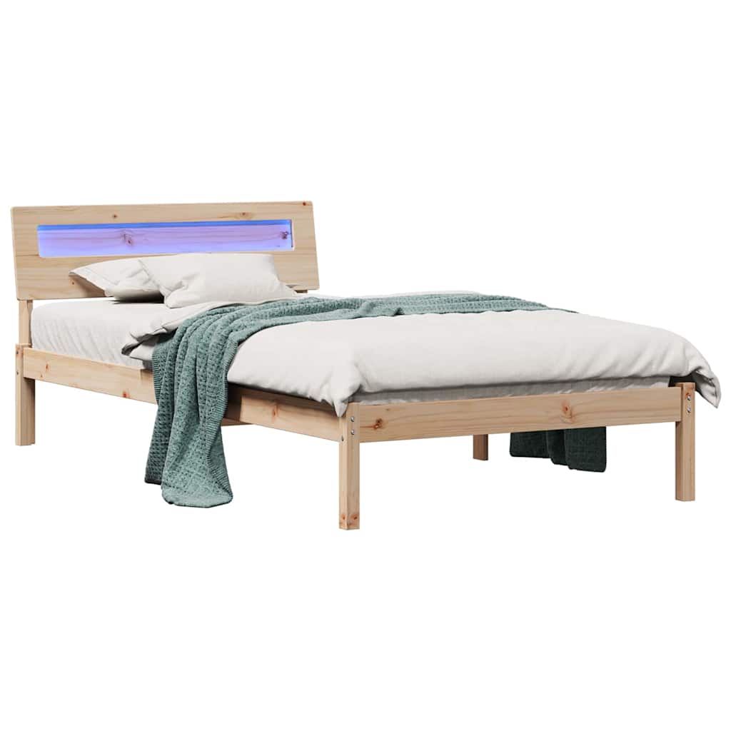 Vidaxl bedframe met hoofdeinde bruin 100 x 200 cm massief grenenhout