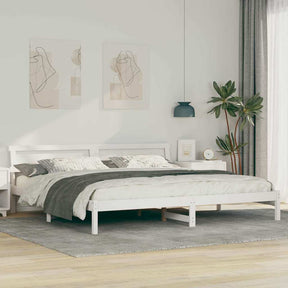 Vidaxl bedframe met hoofdeinde wit 180 x 200 cm massief grenenhout