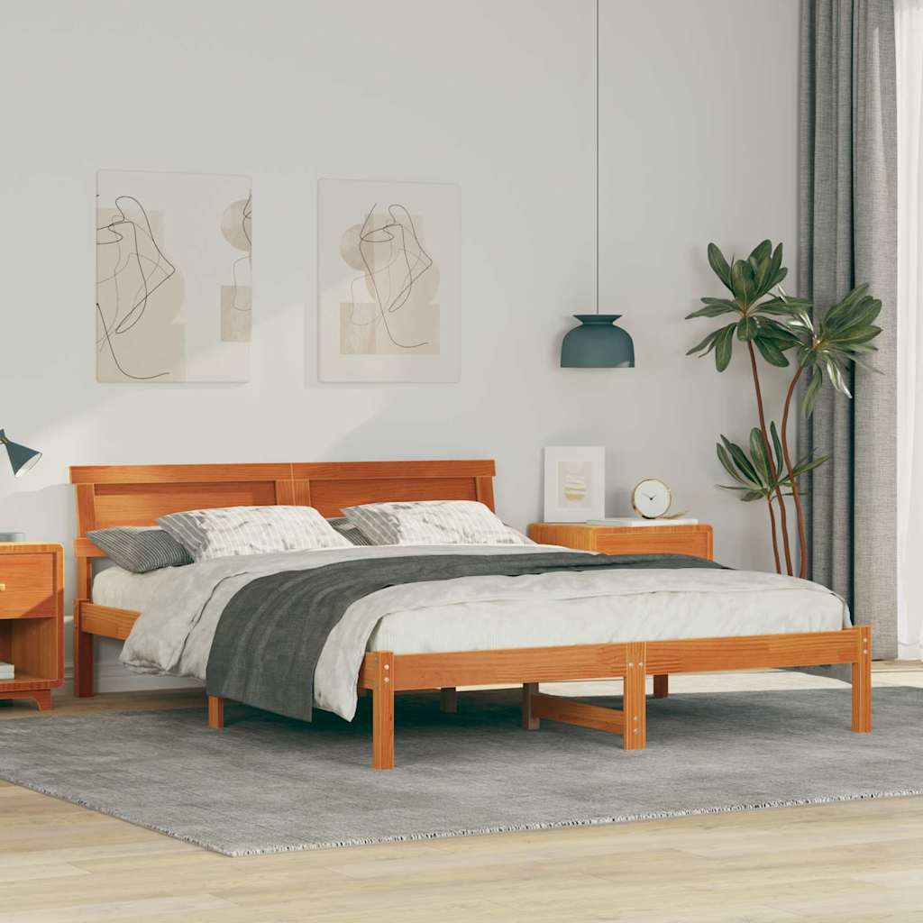 Vidaxl bedframe wasbruin 140 x 200 cm massief grenenhout