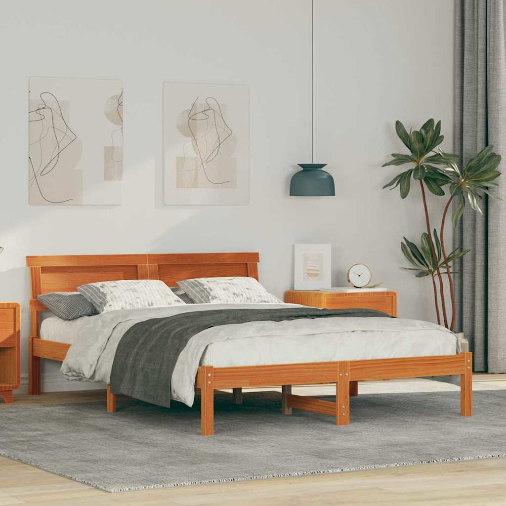 Vidaxl bedframe wasbruin 140 x 190 cm massief grenenhout