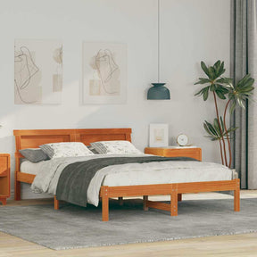Vidaxl bedframe wasbruin 140 x 190 cm massief grenenhout