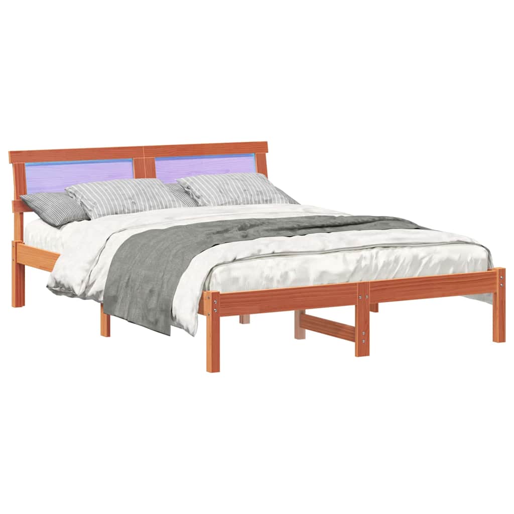 Vidaxl bedframe wasbruin 140 x 190 cm massief grenenhout