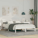 Vidaxl bedframe met hoofdeinde wit 135 x 190 cm massief grenenhout