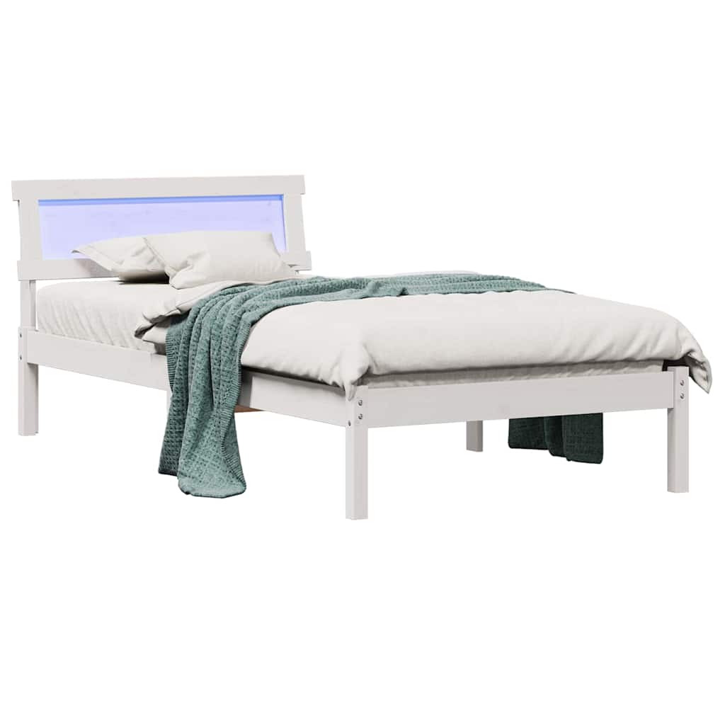 Vidaxl bedframe met hoofdeinde wit 100 x 200 cm massief grenenhout