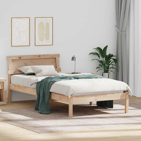 Vidaxl bedframe met hoofdeinde bruin 90 x 200 cm massief grenenhout