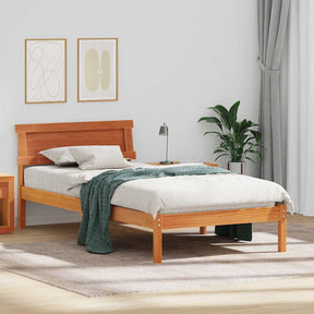 Vidaxl bedframe met hoofdeinde wasbruin 80 x 200 cm massief grenenhout