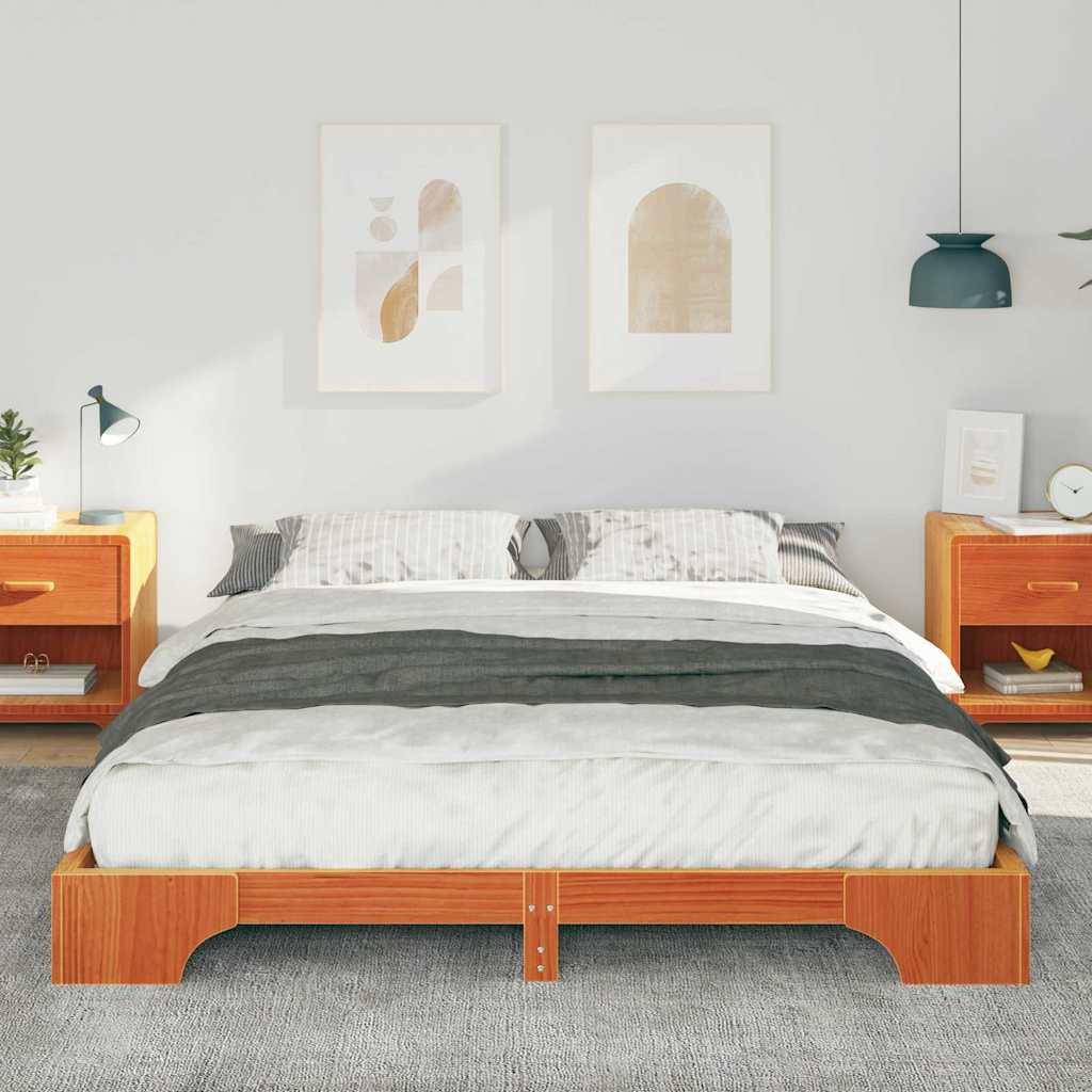 Vidaxl bedframe bruin 160 x 210 cm massief grenenhout