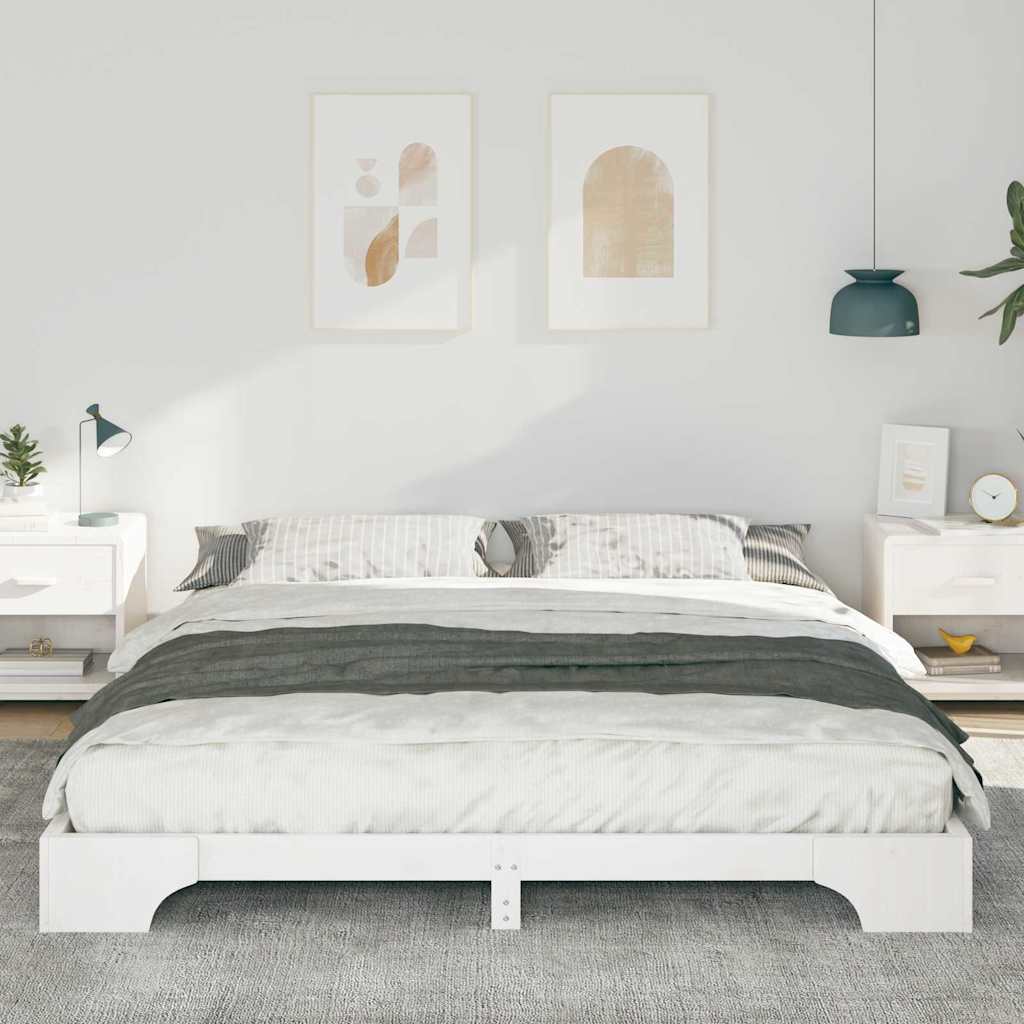 Vidaxl bedframe wit 200 x 210 cm massief grenenhout