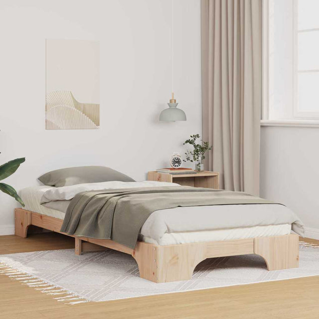 Vidaxl bedframe bruin 90 x 220 cm massief grenenhout