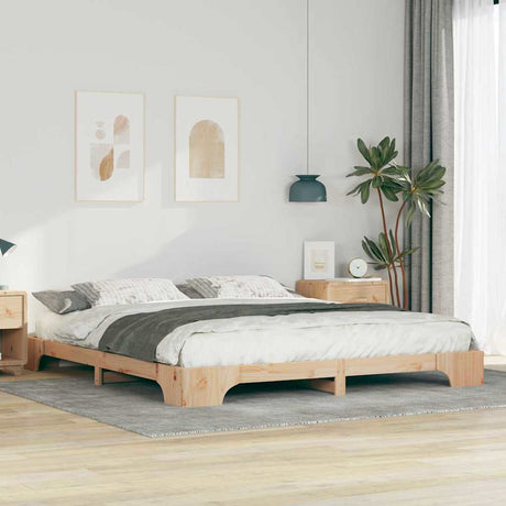 Vidaxl bedframe bruin 200 x 220 cm massief grenenhout