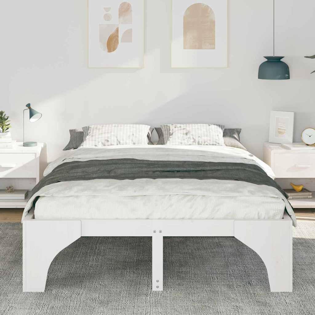 Vidaxl bedframe wit 160 x 200 cm massief grenenhout