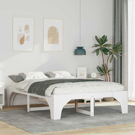 Vidaxl bedframe wit 150 x 200 cm massief grenenhout