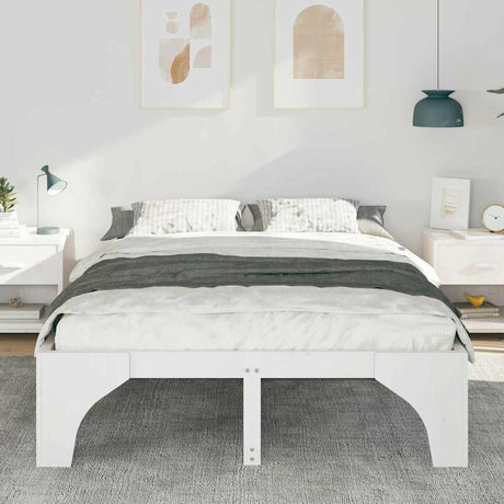 Vidaxl bedframe wit 150 x 200 cm massief grenenhout
