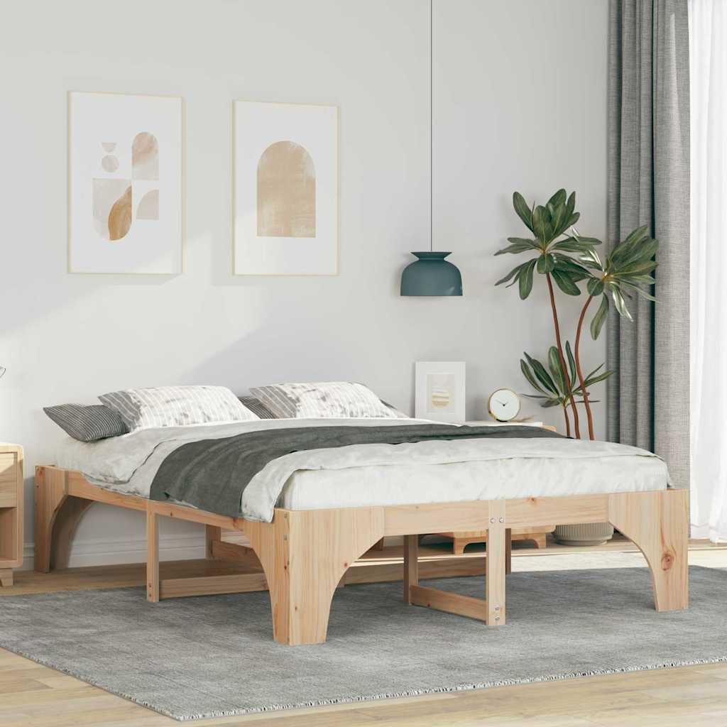 Vidaxl bedframe bruin 140 x 200 cm massief grenenhout