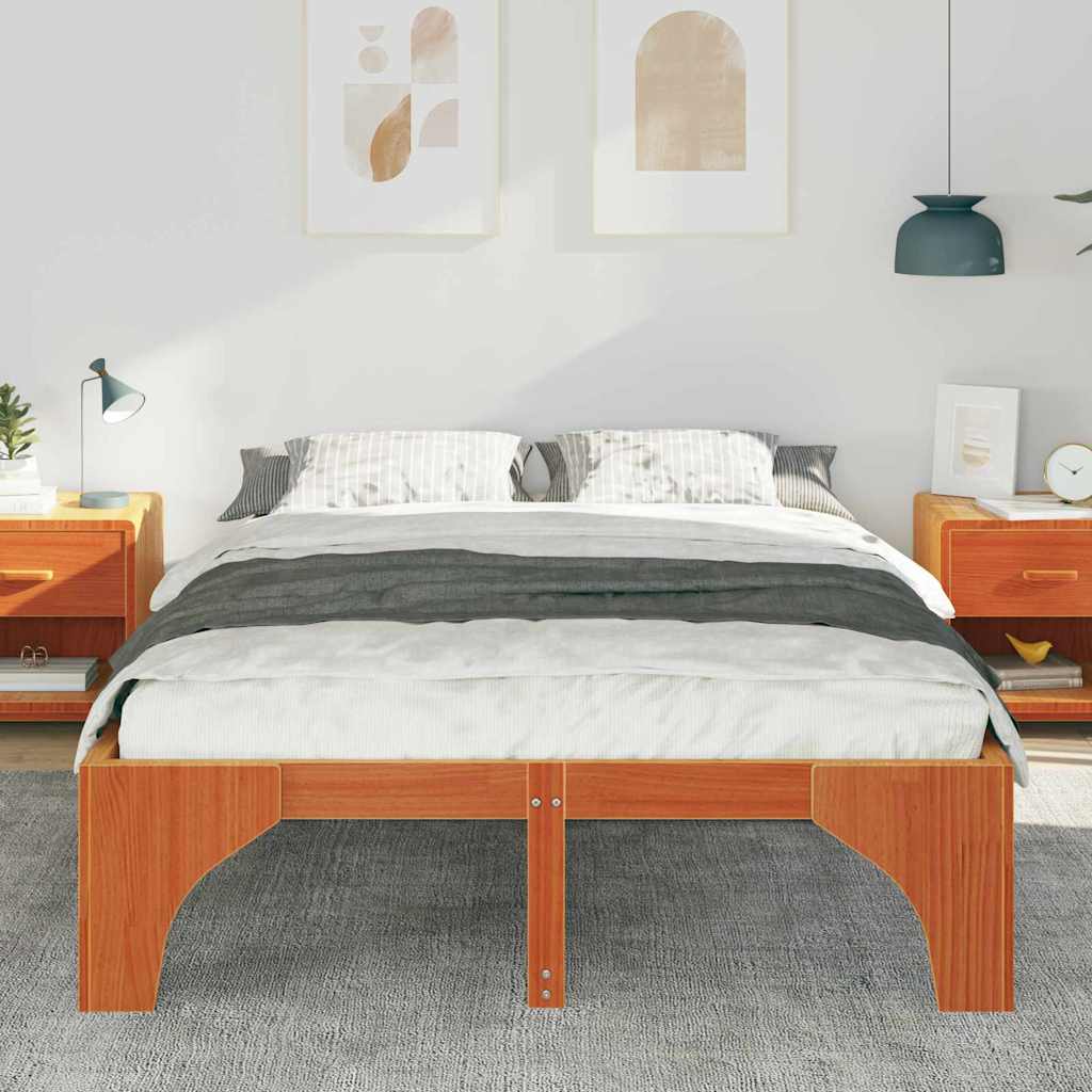 Vidaxl bedframe bruin 140 x 200 cm massief grenenhout