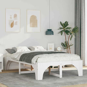 Vidaxl bedframe wit 135 x 190 cm massief grenenhout