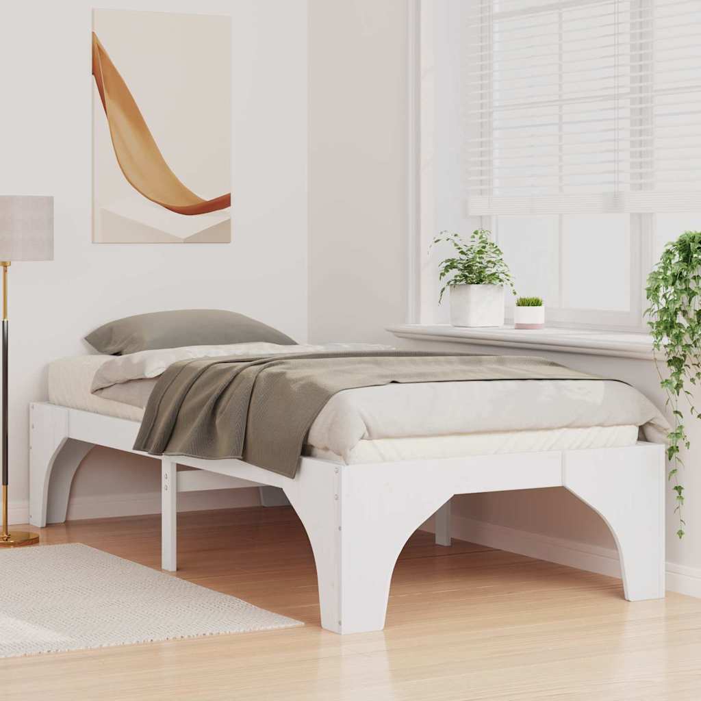 Vidaxl bedframe wit 90 x 190 cm massief grenenhout