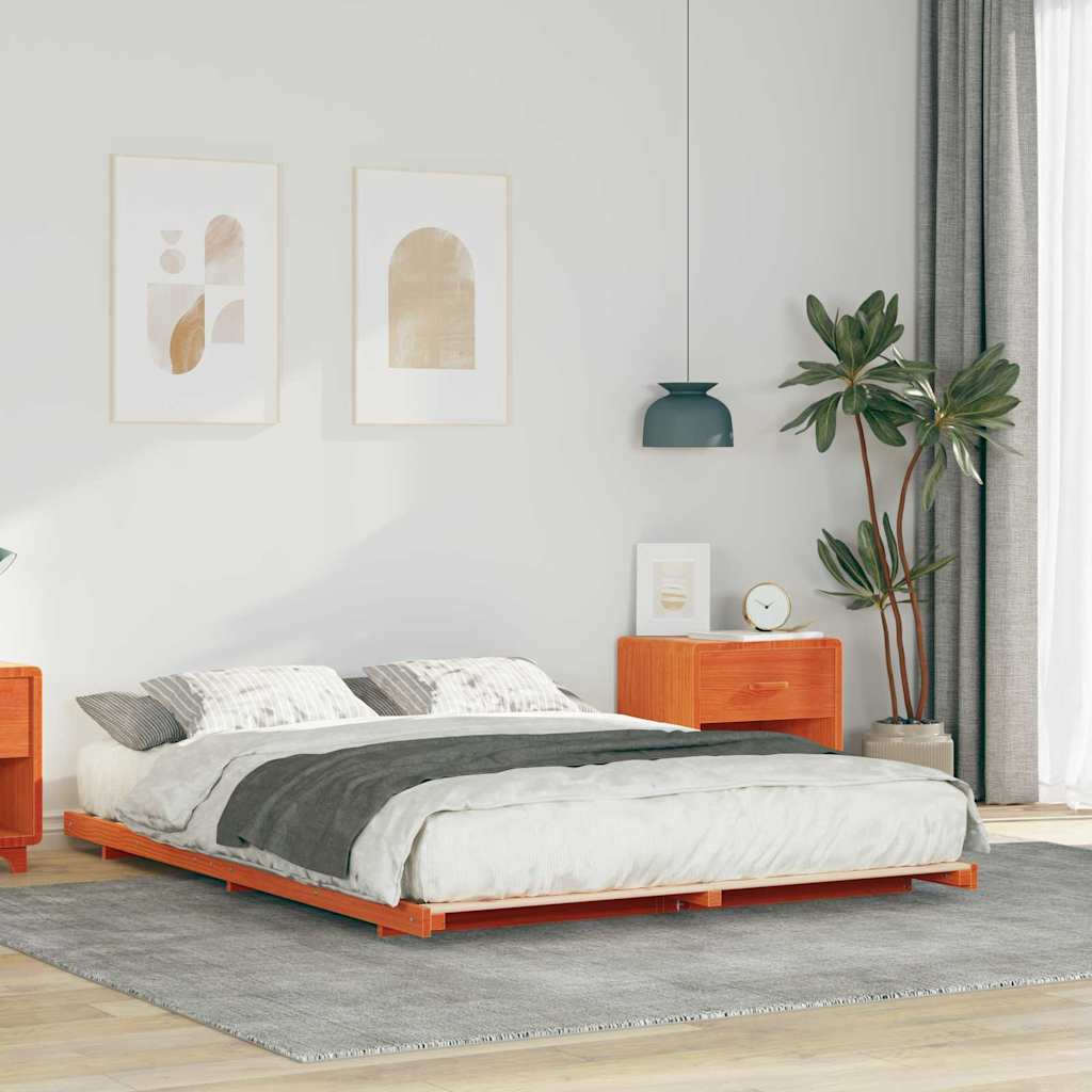 Vidaxl bedframe wasbruin 150 x 200 cm massief grenenhout