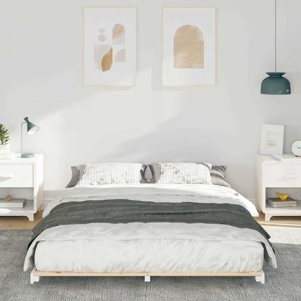 Vidaxl bedframe wit 140 x 200 cm massief grenenhout
