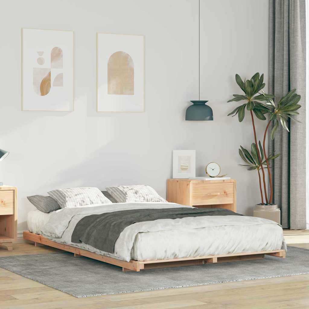 Vidaxl bedframe bruin 135 x 190 cm massief grenenhout