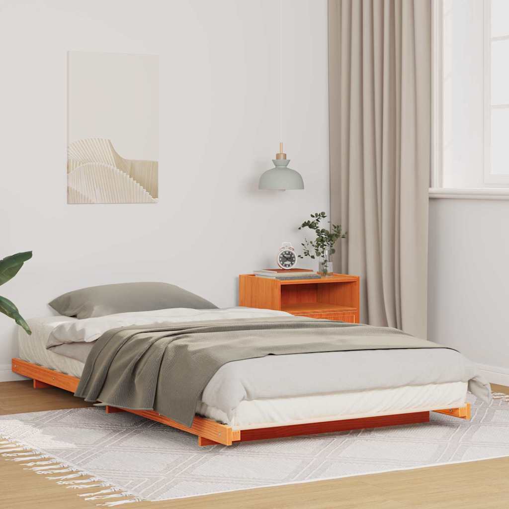 Vidaxl bedframe wasbruin 90 x 200 cm massief grenenhout