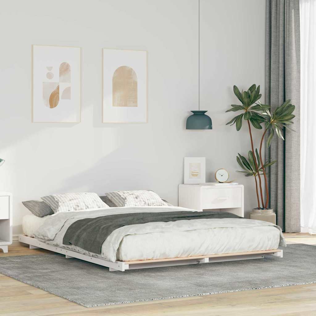 Vidaxl bedframe wit 140 x 210 cm massief grenenhout