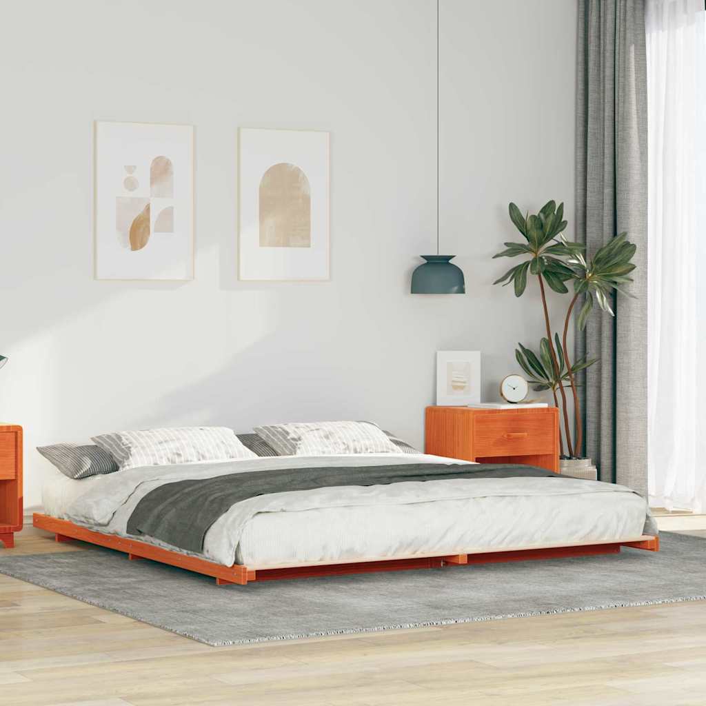 Vidaxl bedframe wasbruin 200 x 210 cm massief grenenhout