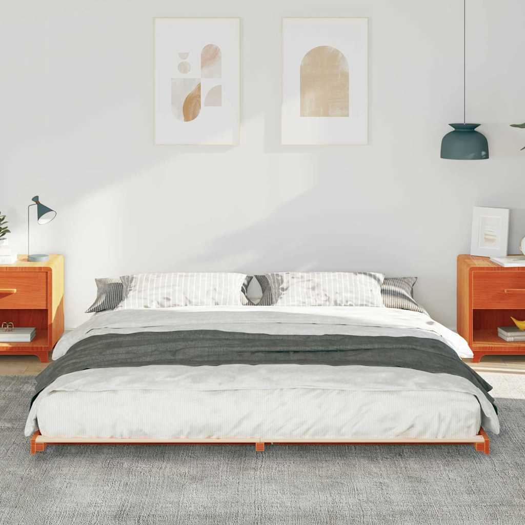 Vidaxl bedframe wasbruin 200 x 210 cm massief grenenhout