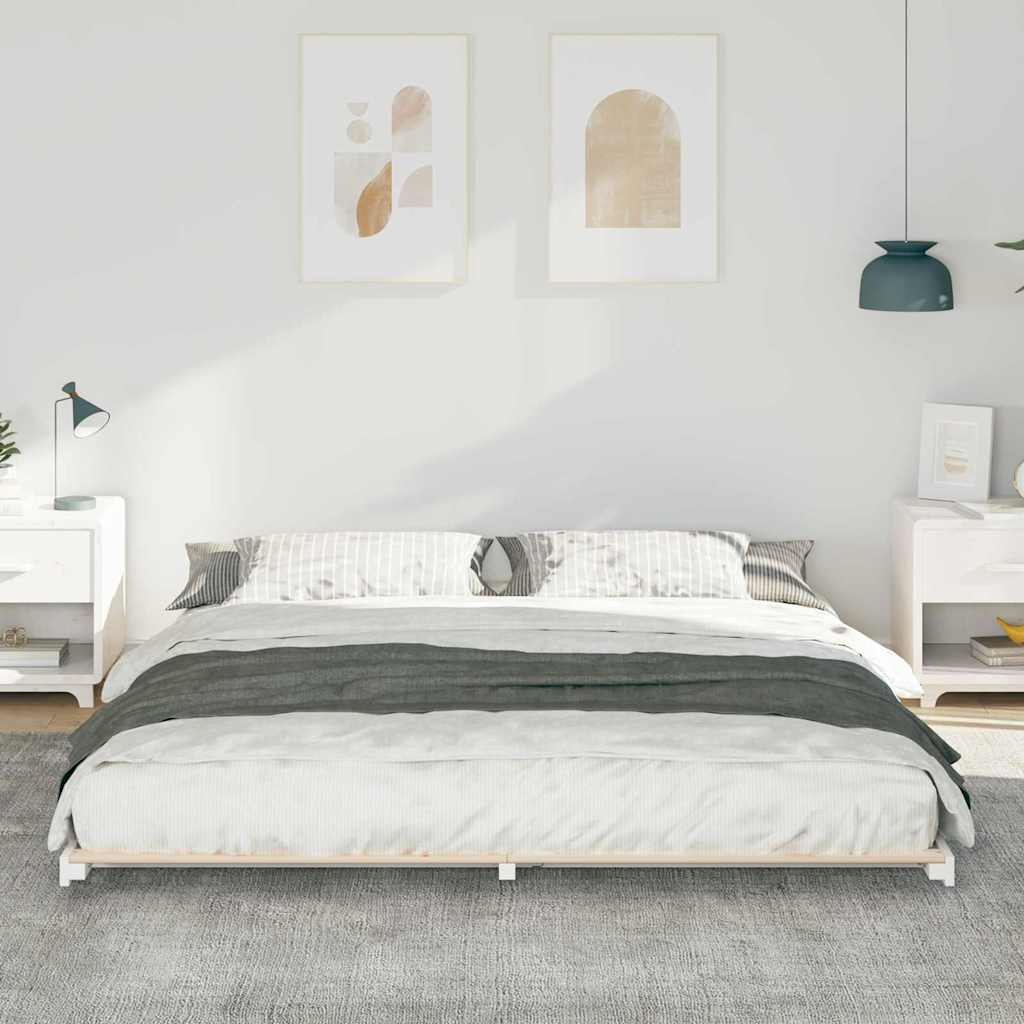 Vidaxl bedframe wit 180 x 220 cm massief grenenhout
