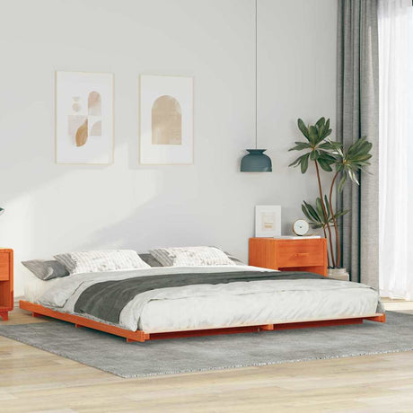 Vidaxl bedframe wasbruin 200 x 220 cm massief grenenhout