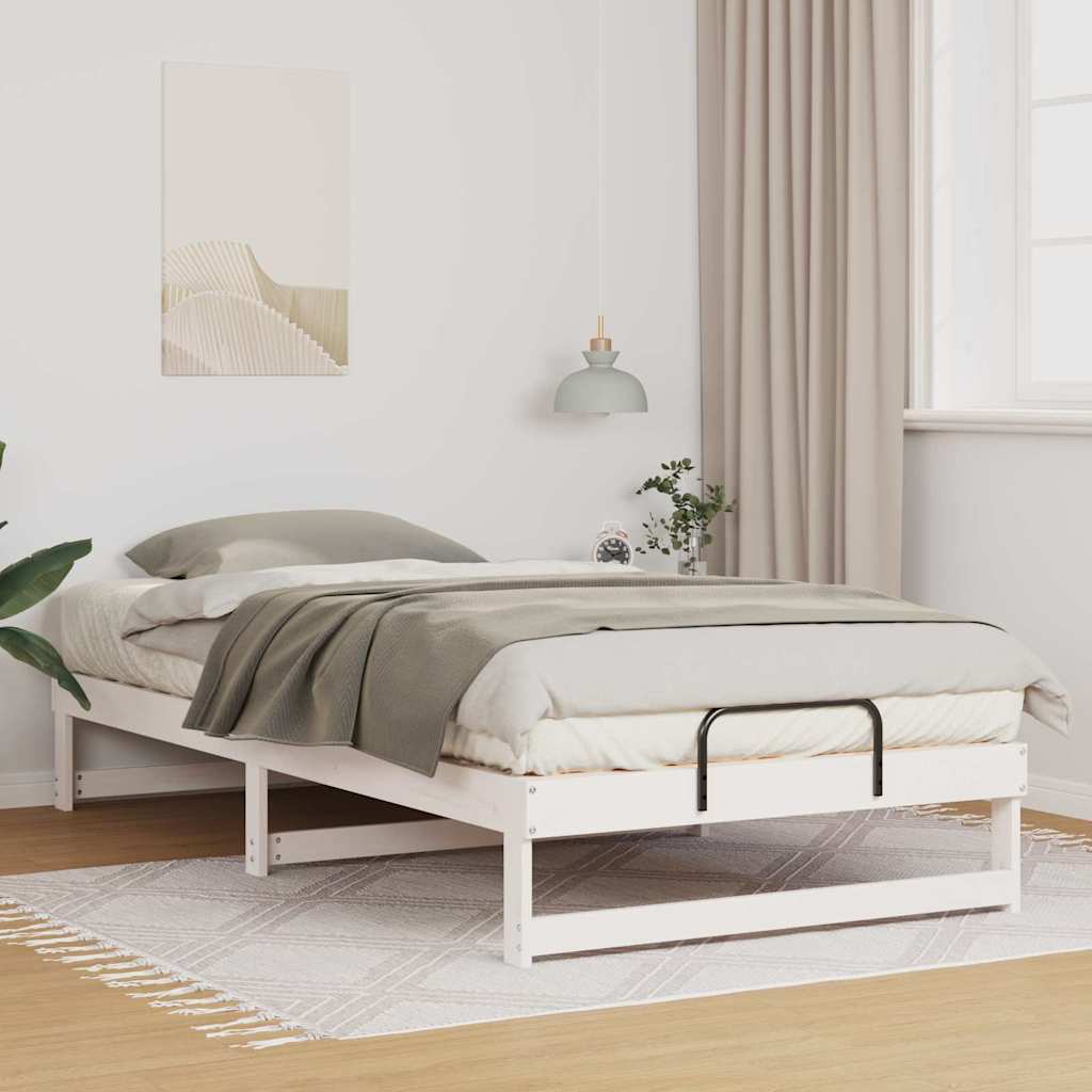 Vidaxl bedframe wit 100 x 200 cm massief grenenhout