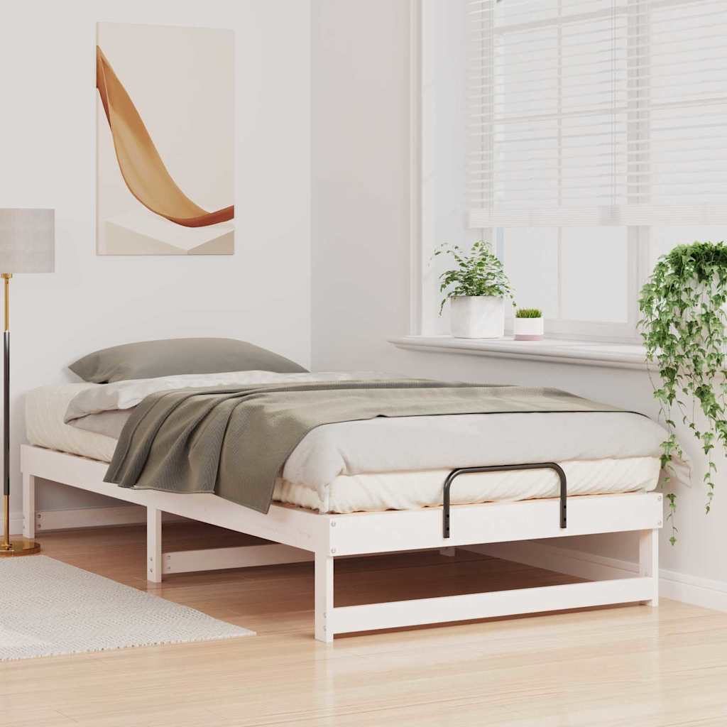 Vidaxl bedframe wit 100 x 200 cm massief grenenhout