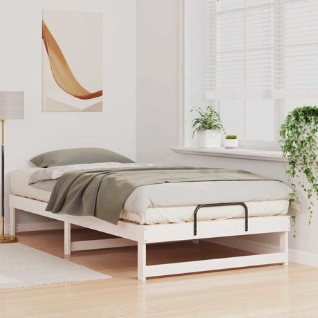 Vidaxl bedframe wit 100 x 200 cm massief grenenhout