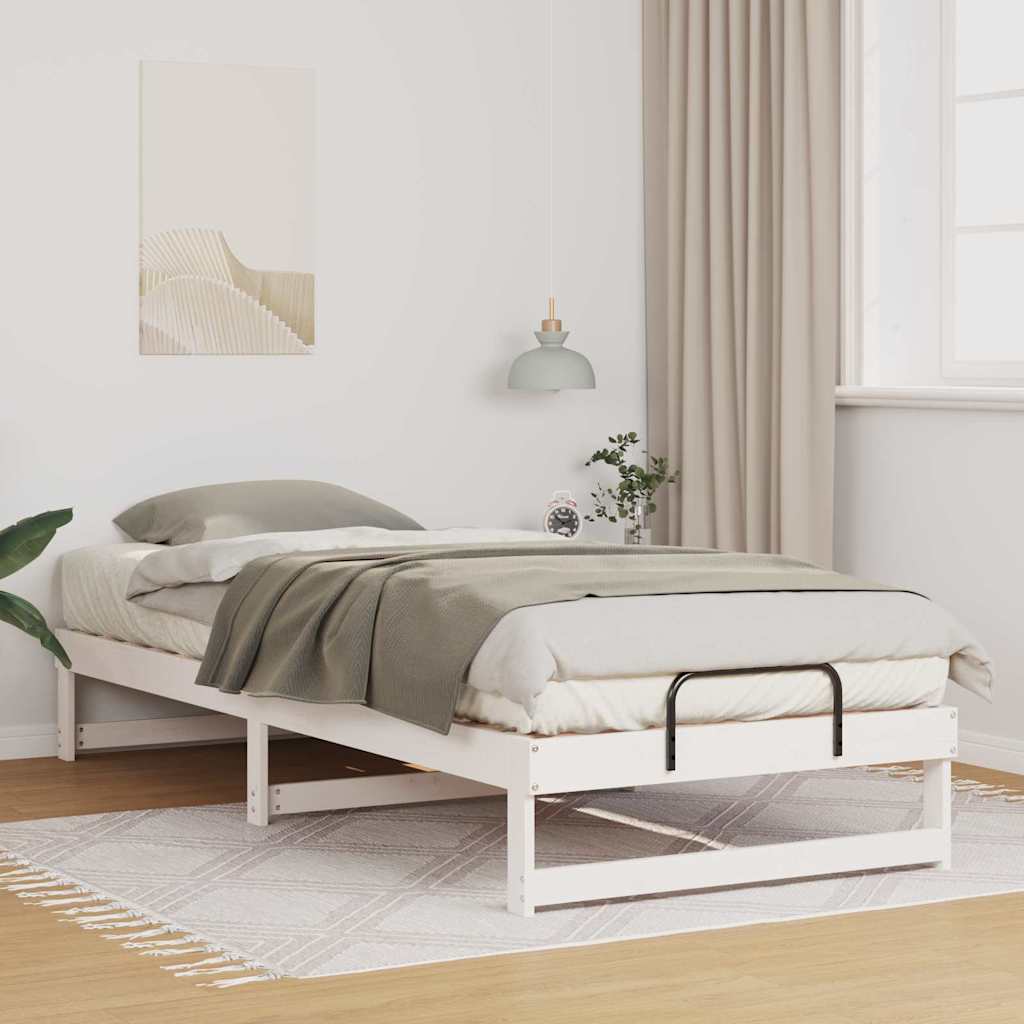 Vidaxl bedframe wit 100 x 220 cm massief grenenhout
