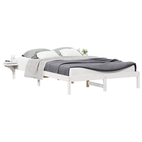 Vidaxl bedframe met zijtafels wit 140 x 210 cm massief grenenhout