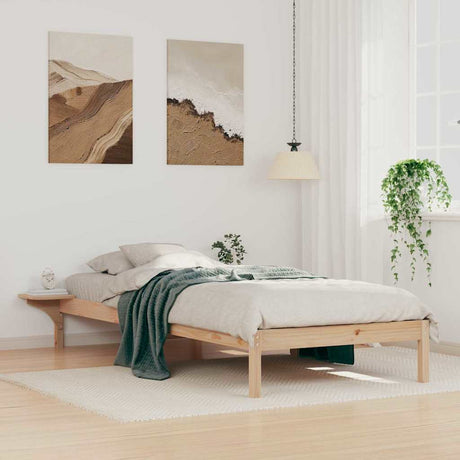 Vidaxl bedframe met zijtafels naturel 90 x 220 cm massief grenenhout
