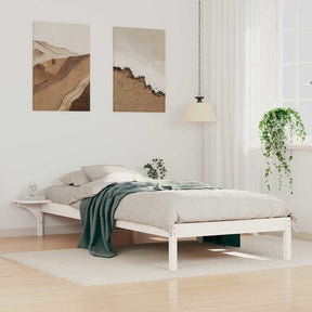Vidaxl bedframe met zijtafels wit 90 x 220 cm massief grenenhout