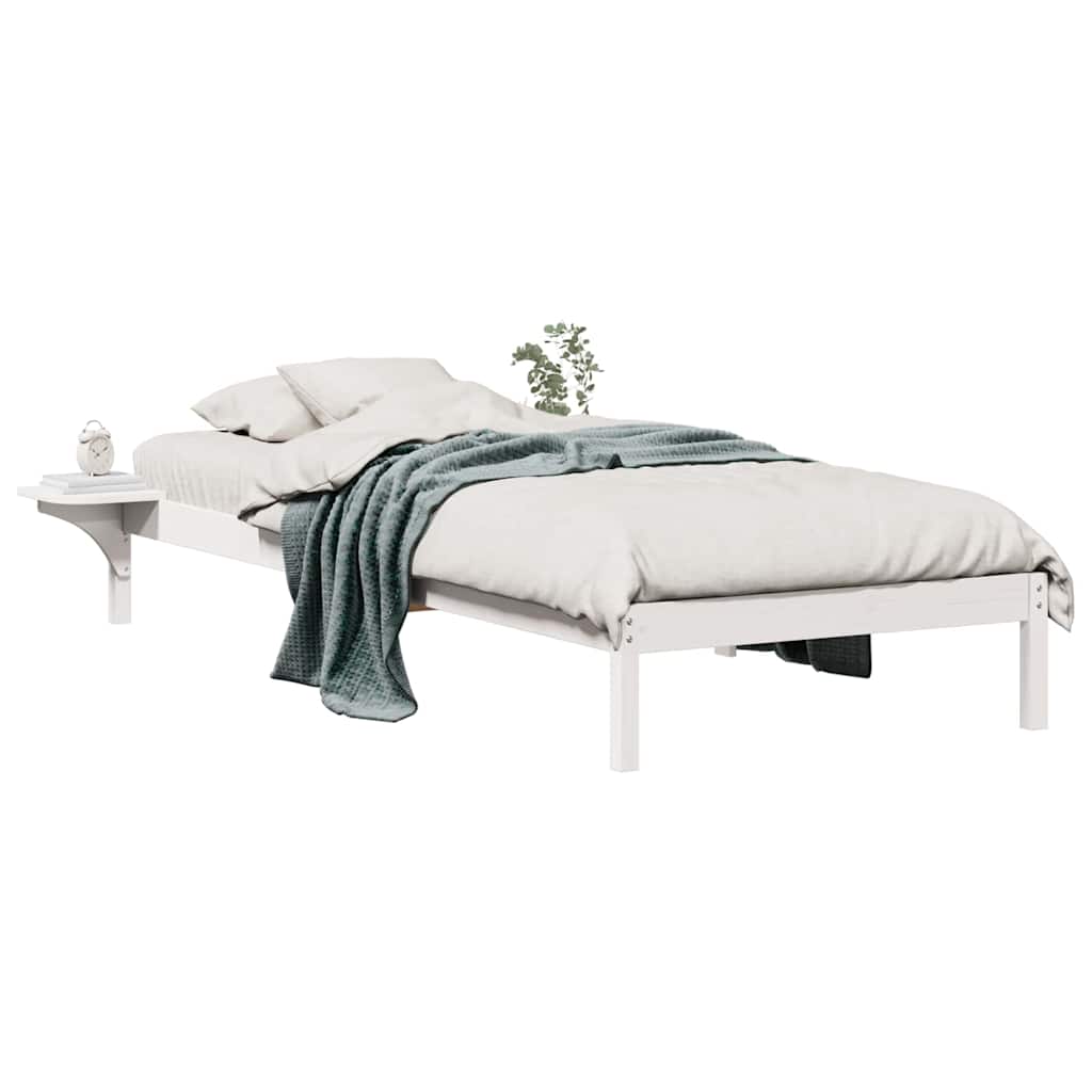 Vidaxl bedframe met zijtafels wit 90 x 220 cm massief grenenhout