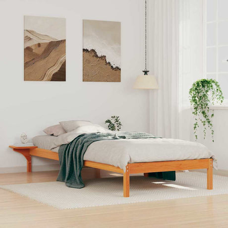 Vidaxl bedframe met zijtafels wasbruin 90 x 220 cm massief grenenhout