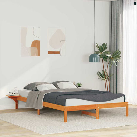 Vidaxl bedframe met zijtafels wasbruin 140 x 220 cm massief grenenhout