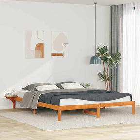 Vidaxl bedframe met zijtafels wasbruin 180 x 220 cm massief grenenhout
