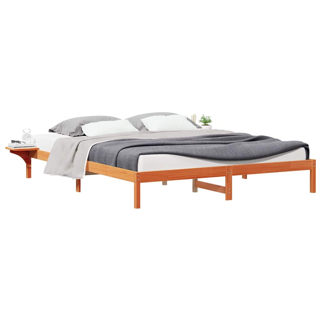 Vidaxl bedframe met zijtafels wasbruin 180 x 220 cm massief grenenhout