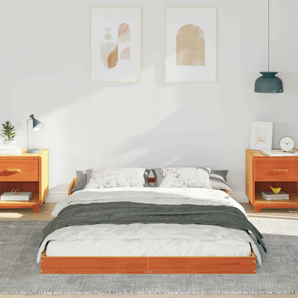 Vidaxl bedframe wasbruin 120 x 200 cm massief grenenhout
