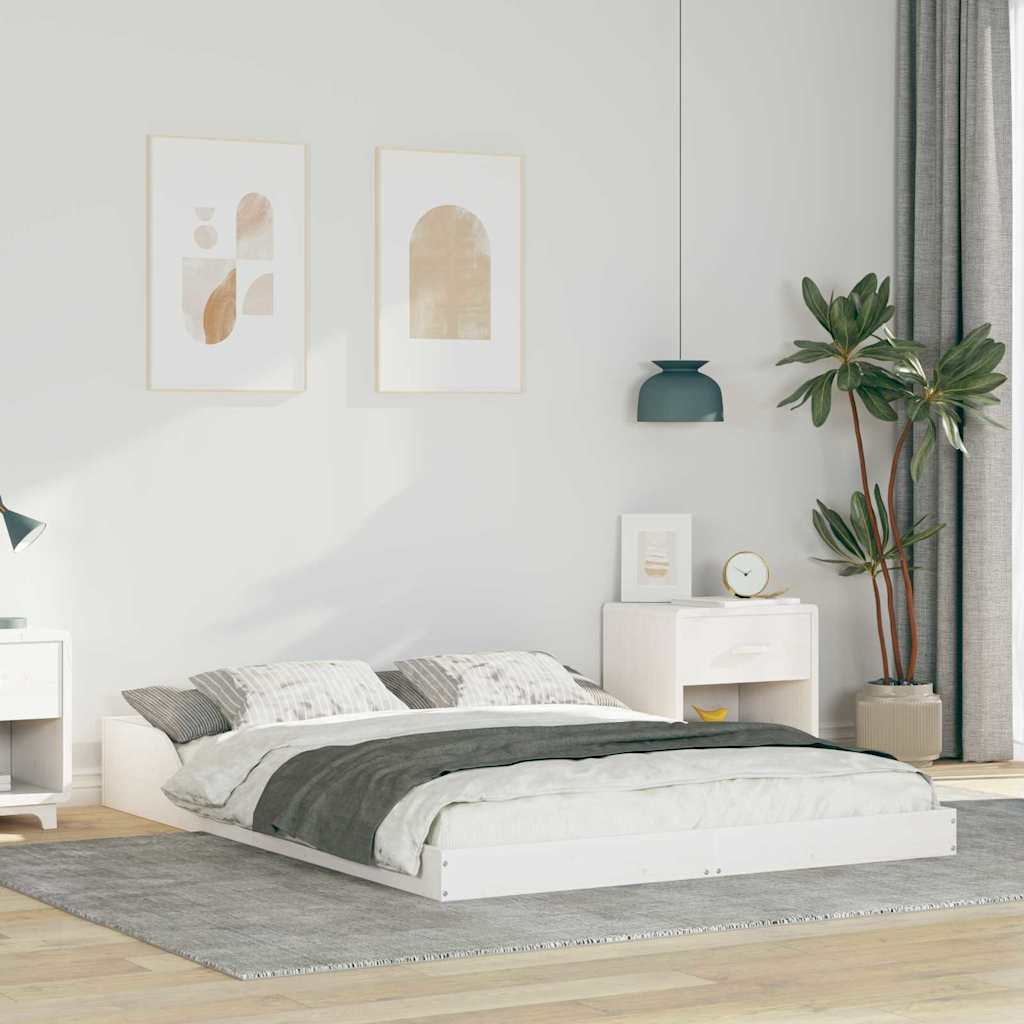 Vidaxl bedframe wit 135 x 190 cm massief grenenhout