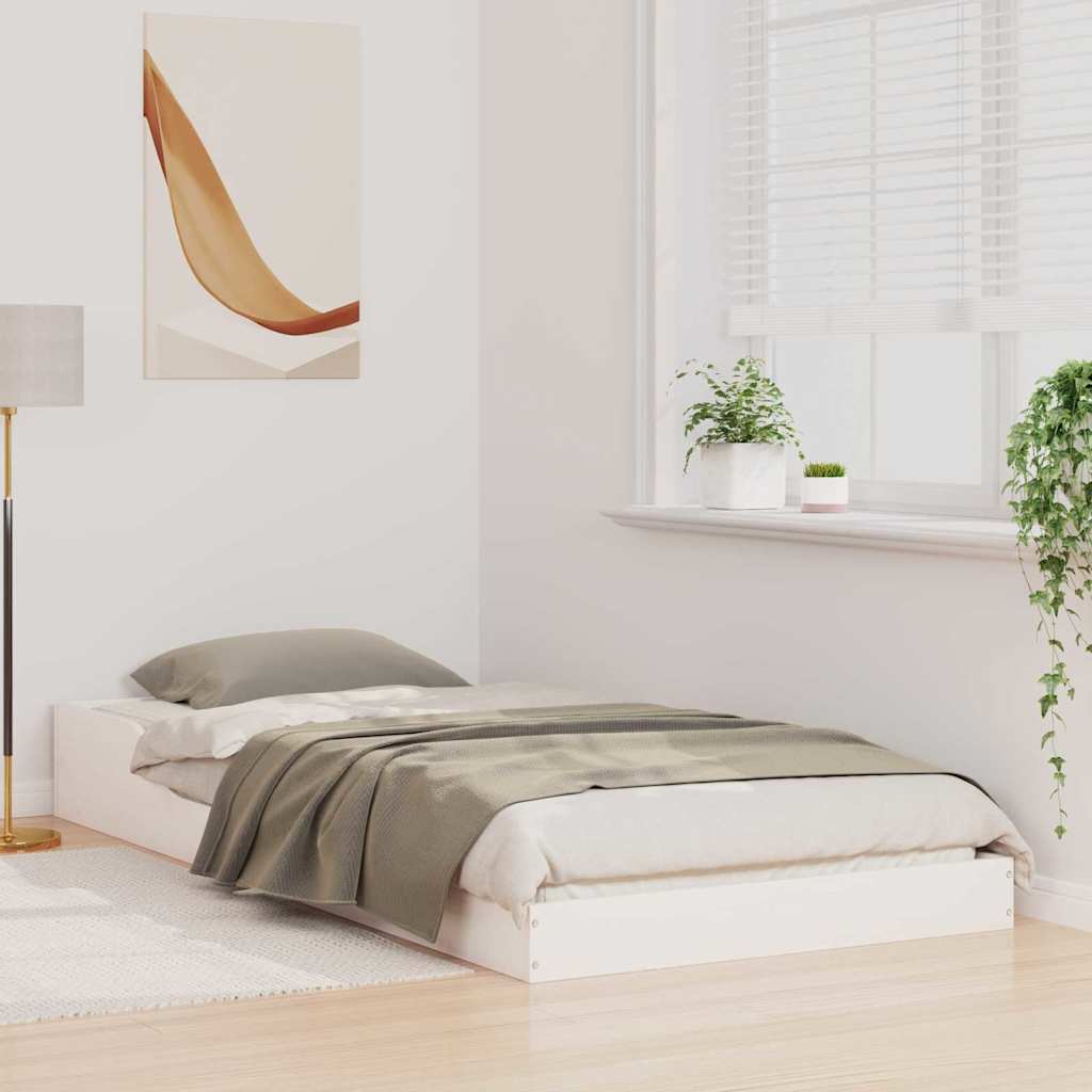 Vidaxl bedframe wit 90 x 210 cm massief grenenhout